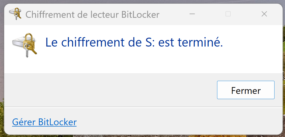 Chiffrement terminé