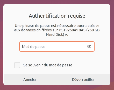 Invite d'authentification