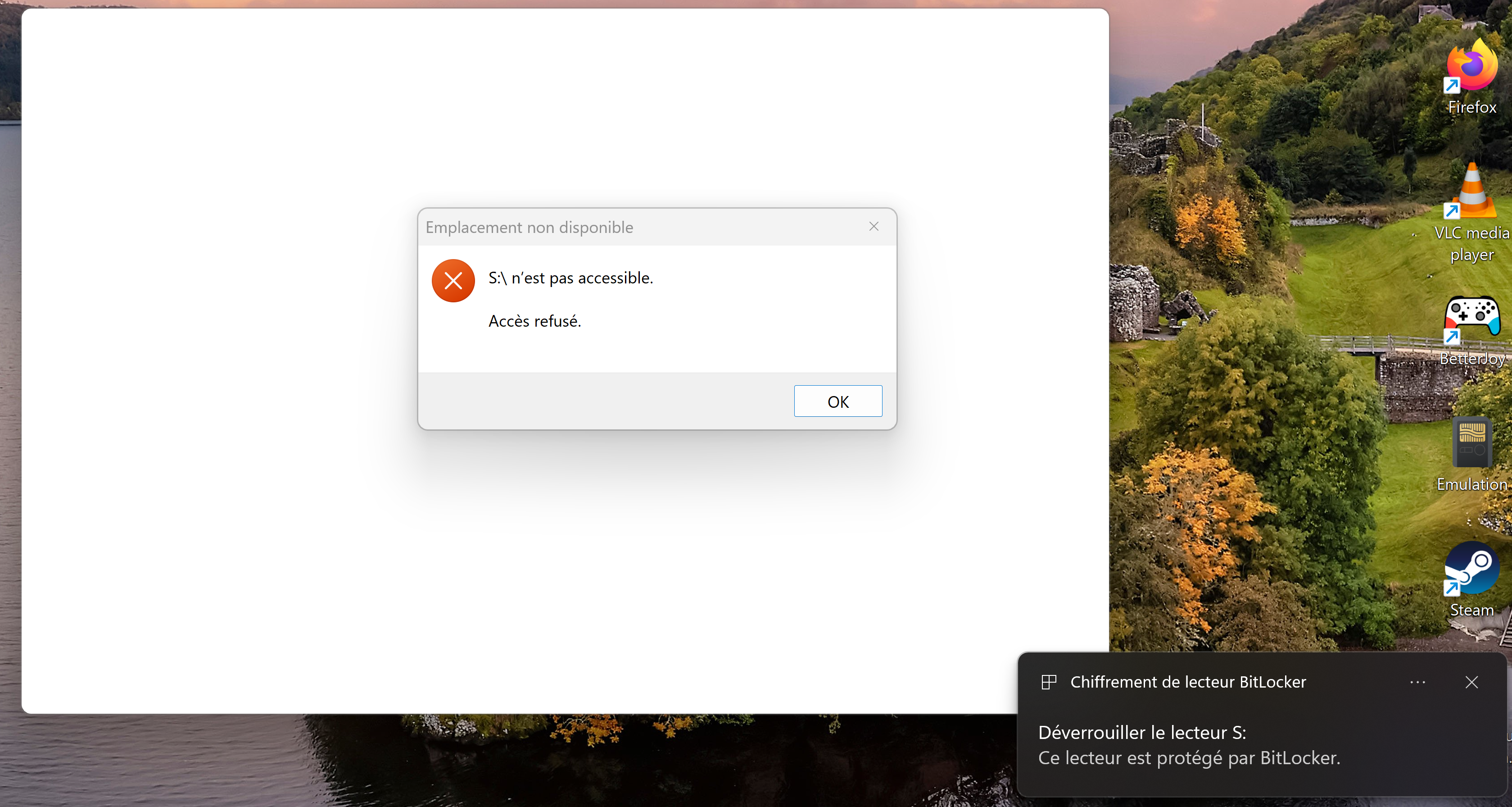 Erreur bénigne de déverrouillage